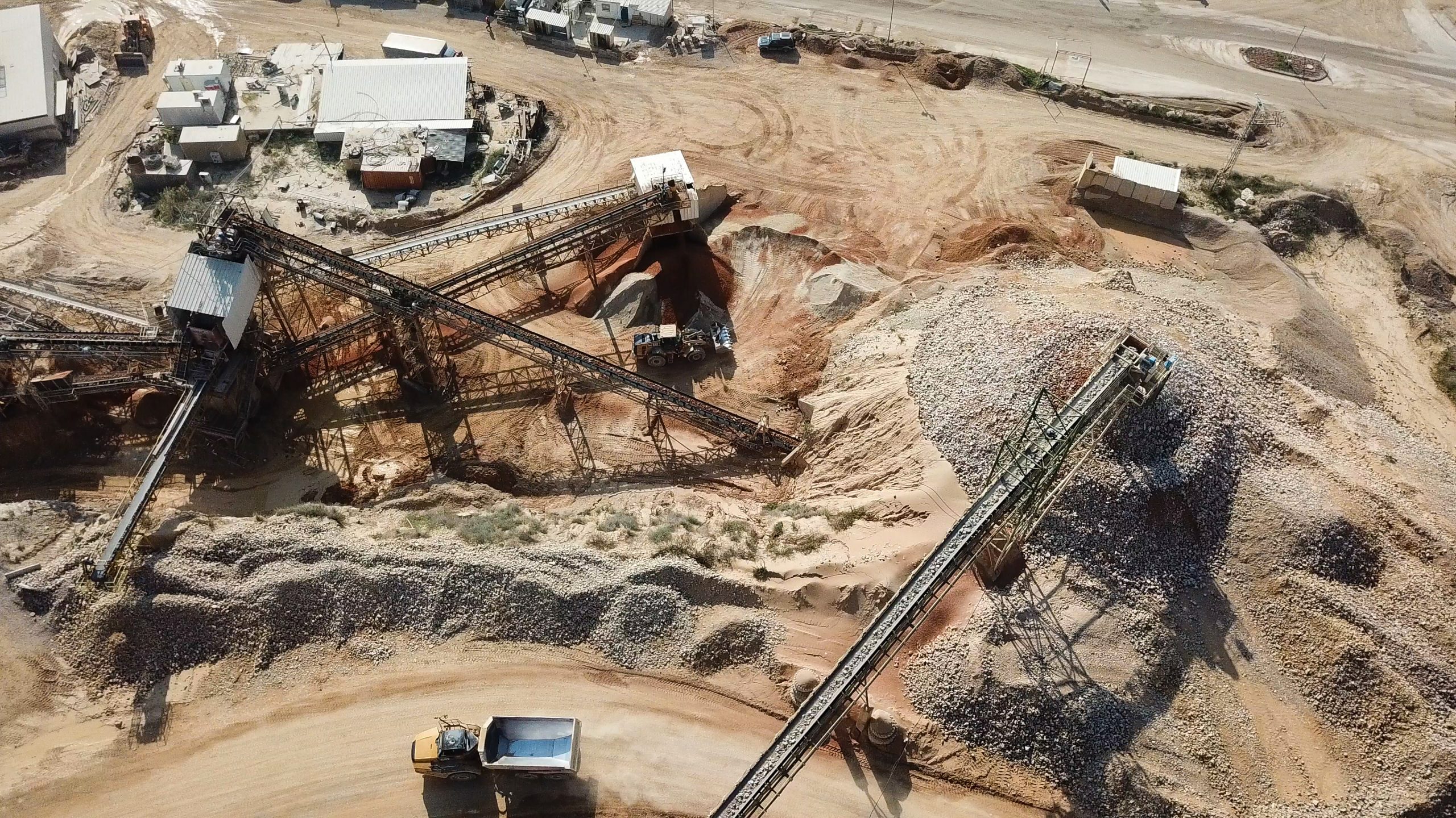 Large Quarry during work hours – Aerial image